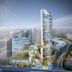 A high angle view of a building.